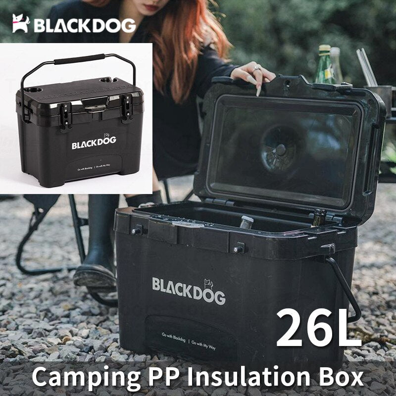 BLACKDOG 26L Rotomolded Black PP Cooler Box Cold Up To 108H Camping Outdoor Ice Food Drink Insulated Storage Chest Heavy Duty Original Black Dog