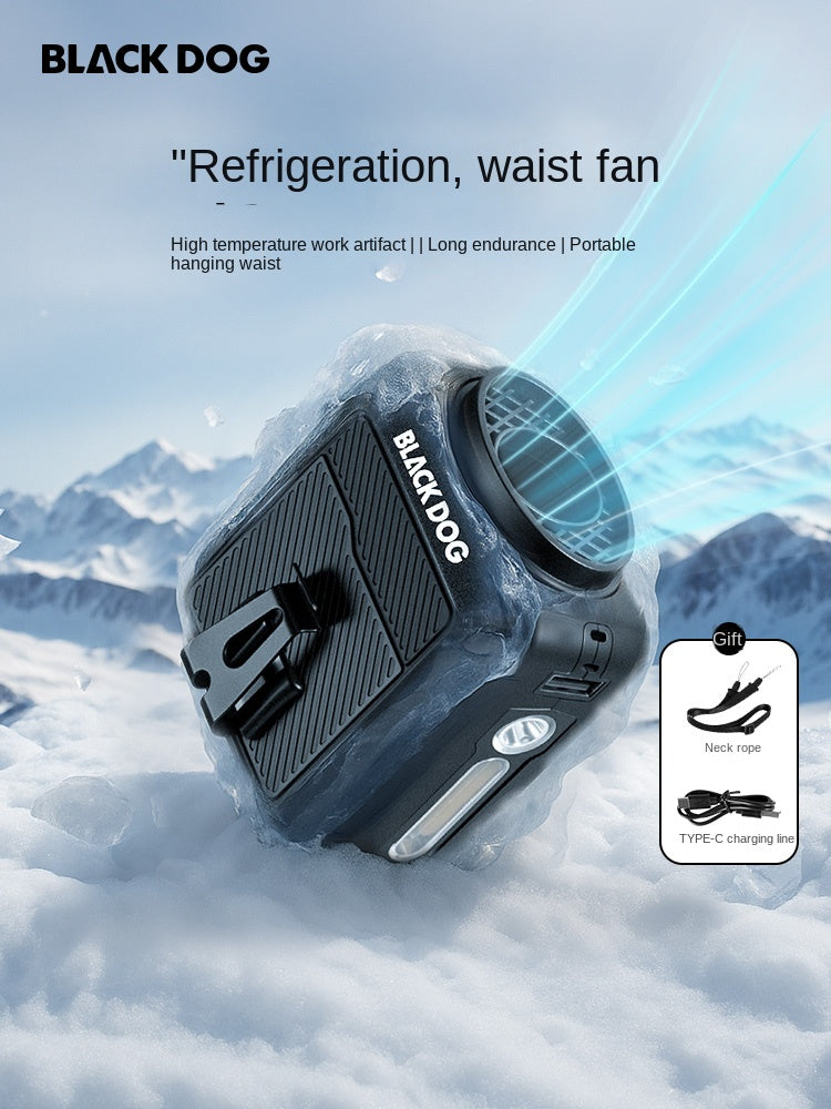 Blackdog COOLING Waist & Neck Fan Multipurpose Outdoor Handheld Electric Fan With Built-in Flashlight Wireless USB Charging Camping Travel Hiking Activity