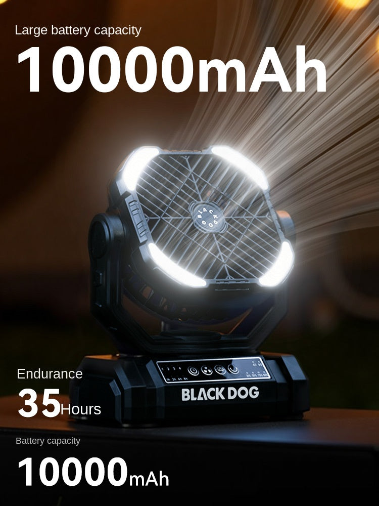 Blackdog COOLING Oscillating Fan Portable Lightweight Multifunctional Wireless Electric Desktop Small Fan With Lamp 10000mAh USB Charging Camping Outdoor