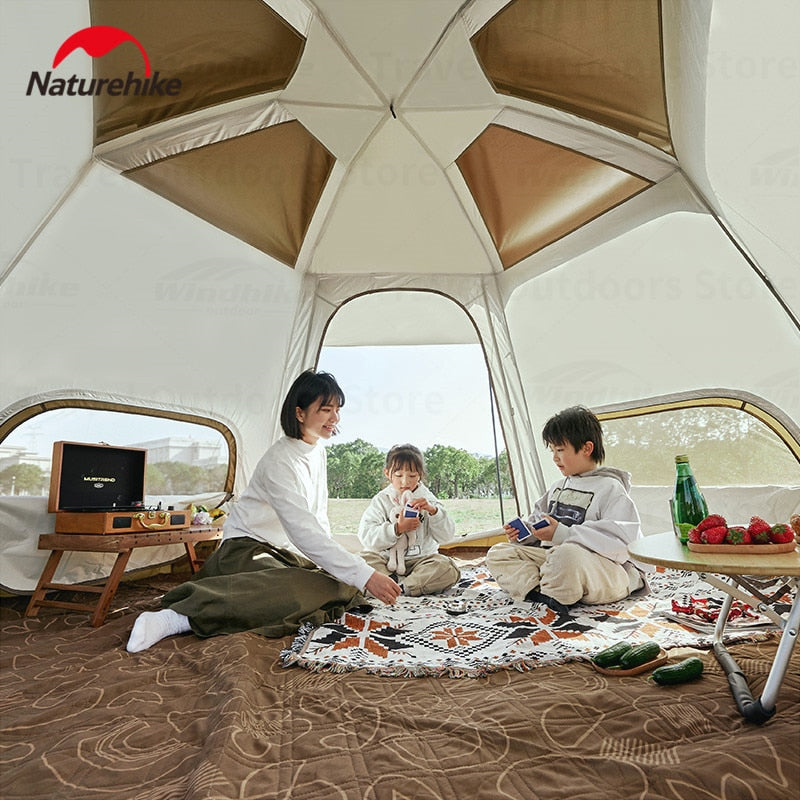 Naturehike HEXAGONAL Quick Built Automatic Tent 4 Person 8.5m² 150D Oxford 2 Door Breathable Mesh Portable Outdoor Camping Shelter with Awning Ango