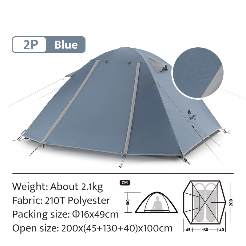 Naturehike 2 3 4 Person P-Series UPF50+ Outdoor Camping Tent Waterproof Windproof Portable Camp Heavy Duty Lightweight Camp Shelter for Nature Hike P Series Professional Hiking Backpacking