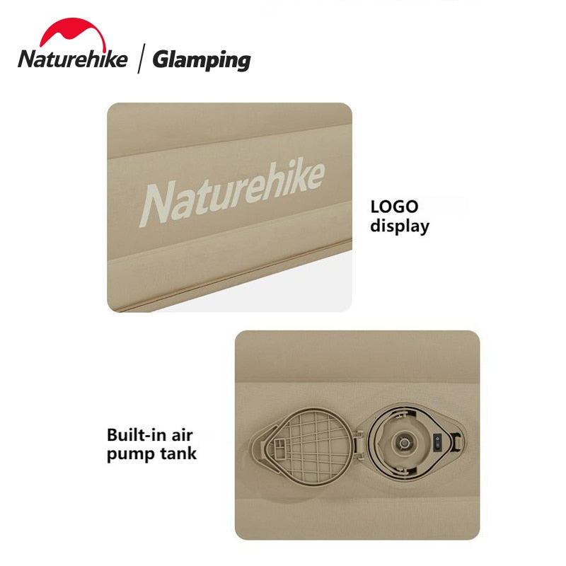 Naturehike 36cm Height Air Inflatable Bed 1P 2P 3P Automatic Self-inflating Electronic USB Chargeable Pump Mats High Sleeping Pad Inflatable Mattress
