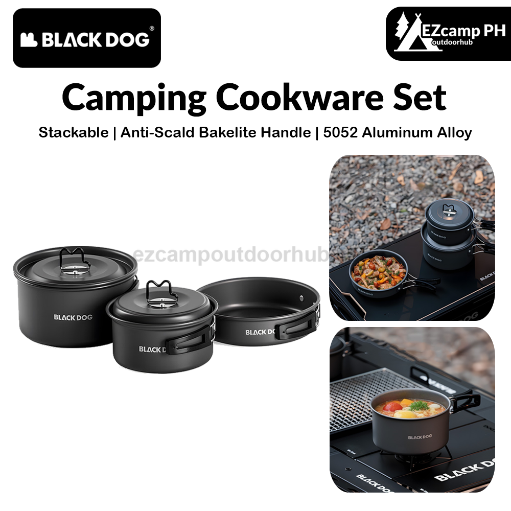 Blackdog Camping Cookware Set Portable Lightweight Multipurpose Cooking Aluminum Alloy Large Capacity Frying Pan Water Pot Storage Tableware Kitchenware