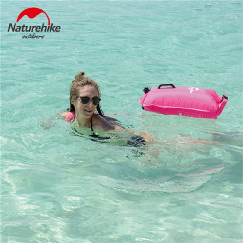 Naturehike Inflatable Waterproof Aqua Dry Bag 18-28L Capacity Floating Swimming Air Inflatable Storage Bag Nylon PVC Material Outdoor Beach Camping