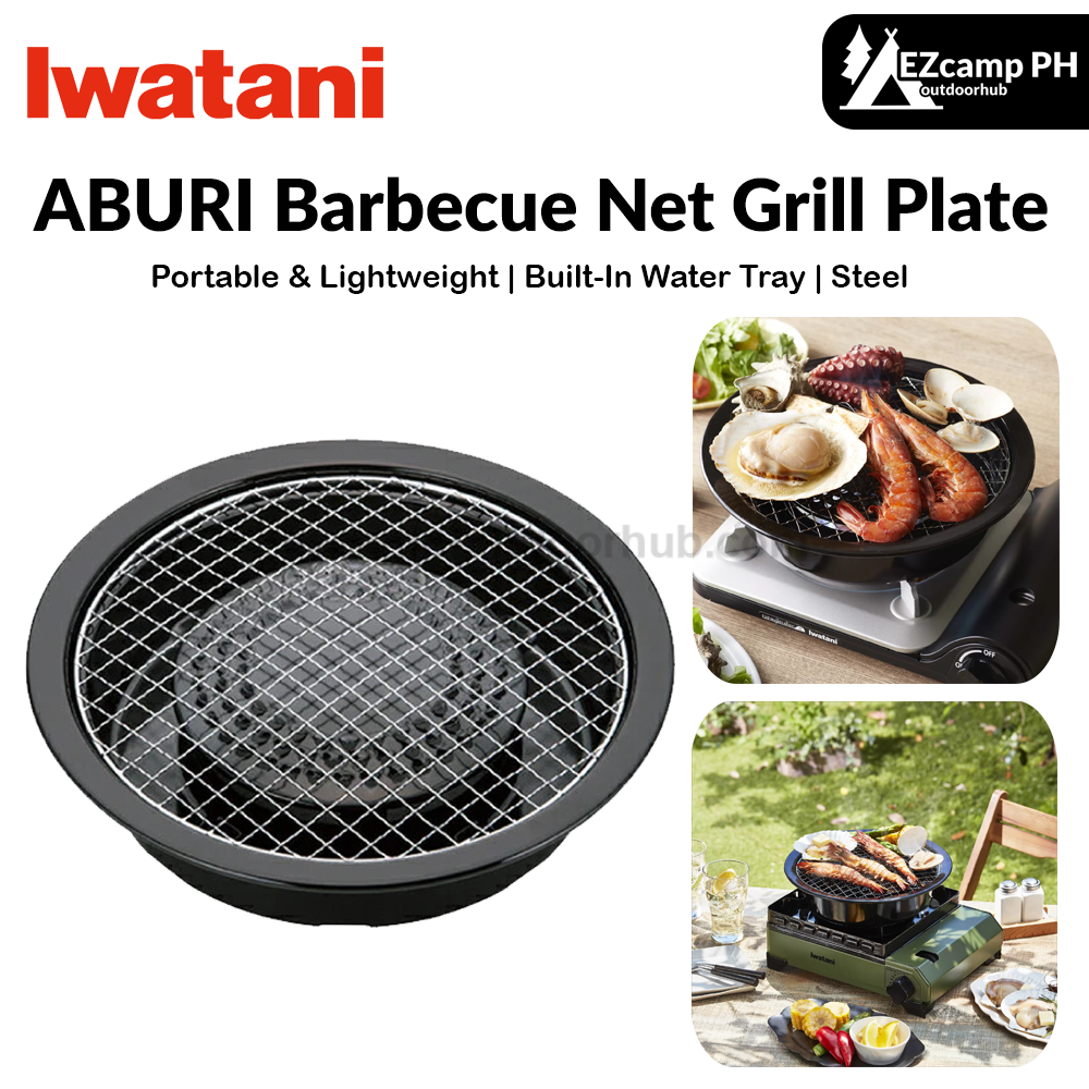 Iwatani CB-A-AMP ABURI Barbecue Net Grill Plate Portable Lightweight Large Grill Steel Plate With 2 ABURI Grill Screens For Outdoor Indoor Camping Travel Use