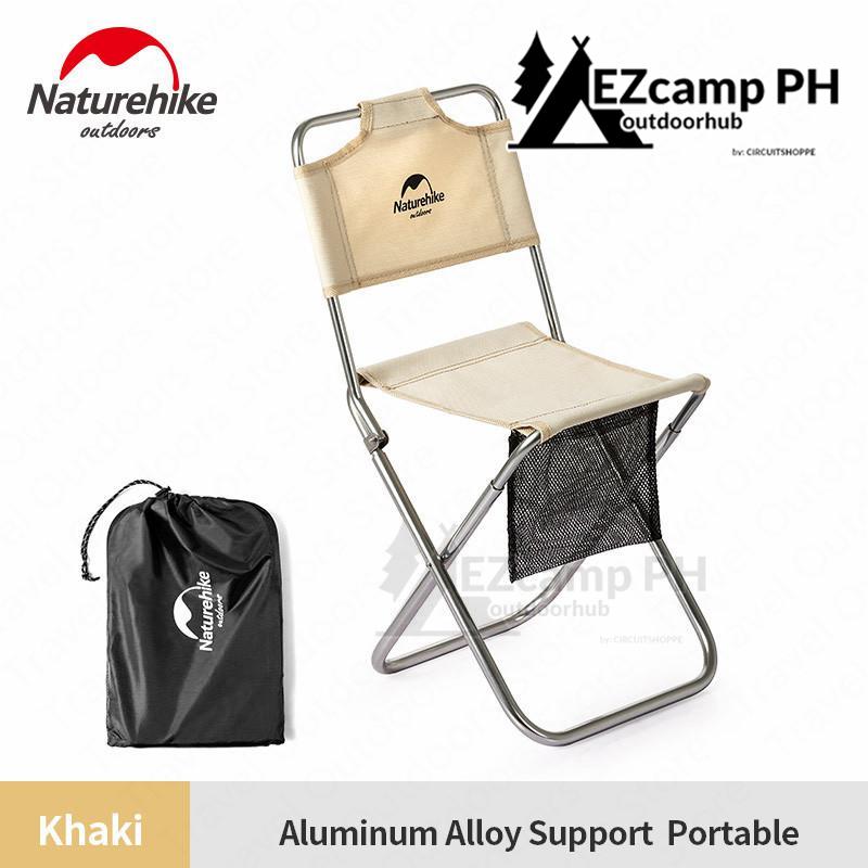 Naturehike Folding Mini Camping Chair Portable Ultralight Foldable Fishing Chair 80KG Max Load Aluminum Alloy Stool Backrest Leisure Outdoor Hiking Camping Picnic Travel Heavy Duty Original Nature Hike