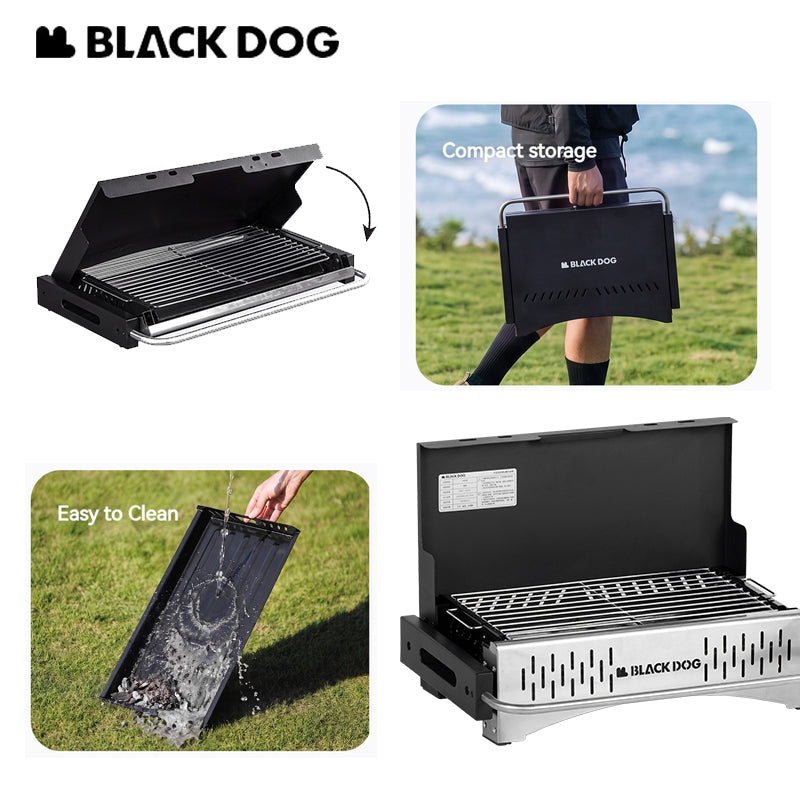 Blackdog Portable Folding Charcoal Grill 2 Sizes BBQ Tabletop Adjustable Camping Stove Outdoor