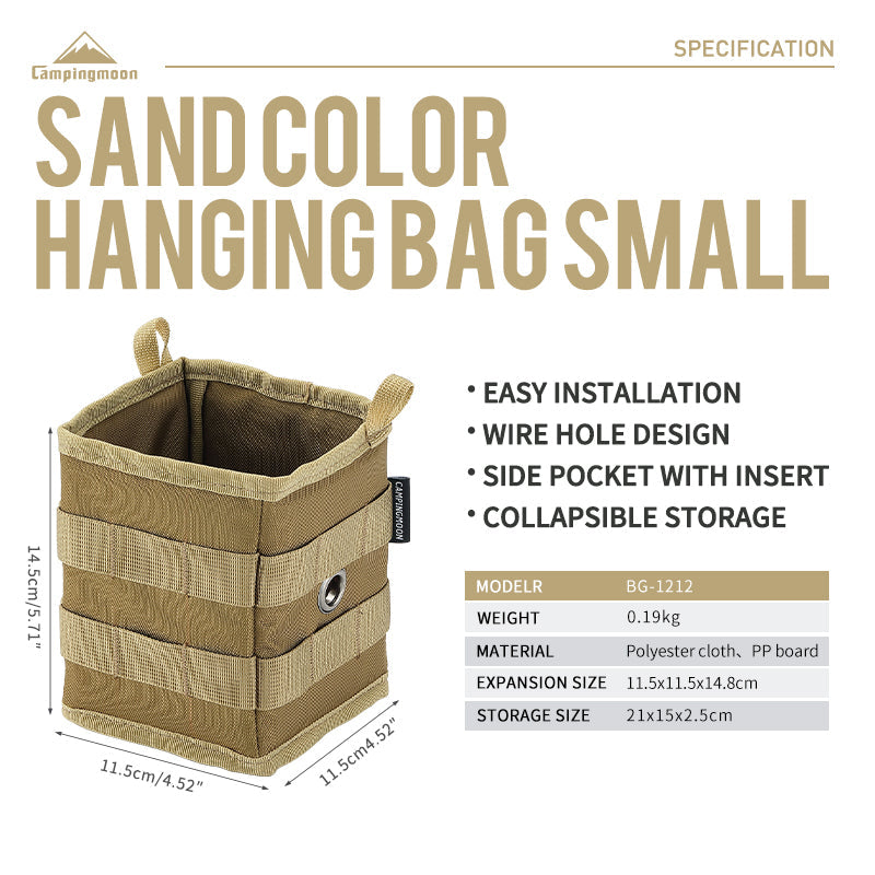 Campingmoon Black Table and Chair Side Storage Bag Outdoor Camping Tactical Design Portable Foldable Polyester Small Large Universal Armrest Hanging Side Pocket Bag Camping Moon BK-1212 BK-1235