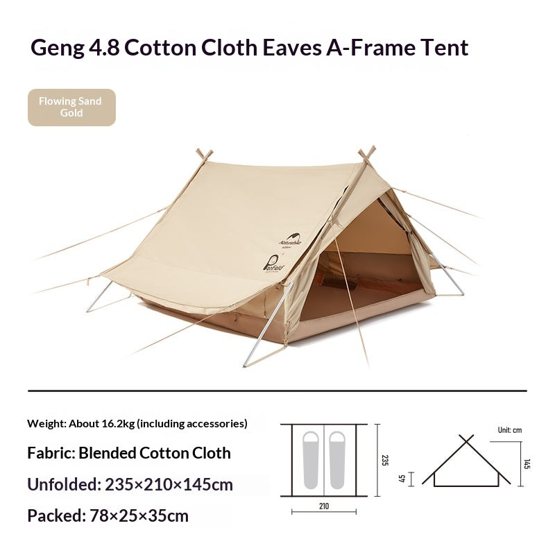 Naturehike EXTEND Series 4.8 2 to 4 Person Blended Cotton Outdoor A-Roof Glamping Camping Tent Eaves 4.8m² Portable with Awning Shelter Waterproof