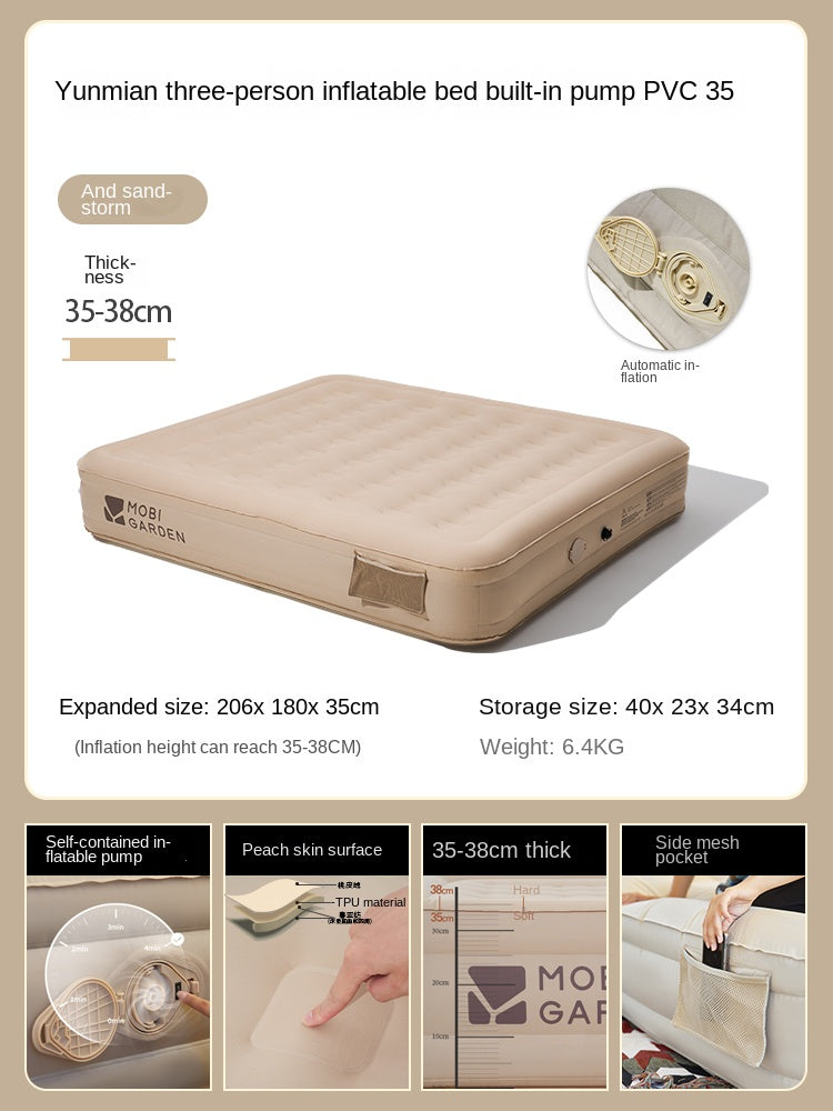 Mobi Garden Automatic Inflatable Mattress Outdoor Integrated Self-Inflating Tent  Sleeping Heightened Air Cushion Bed Pad Built-in Electric Pump