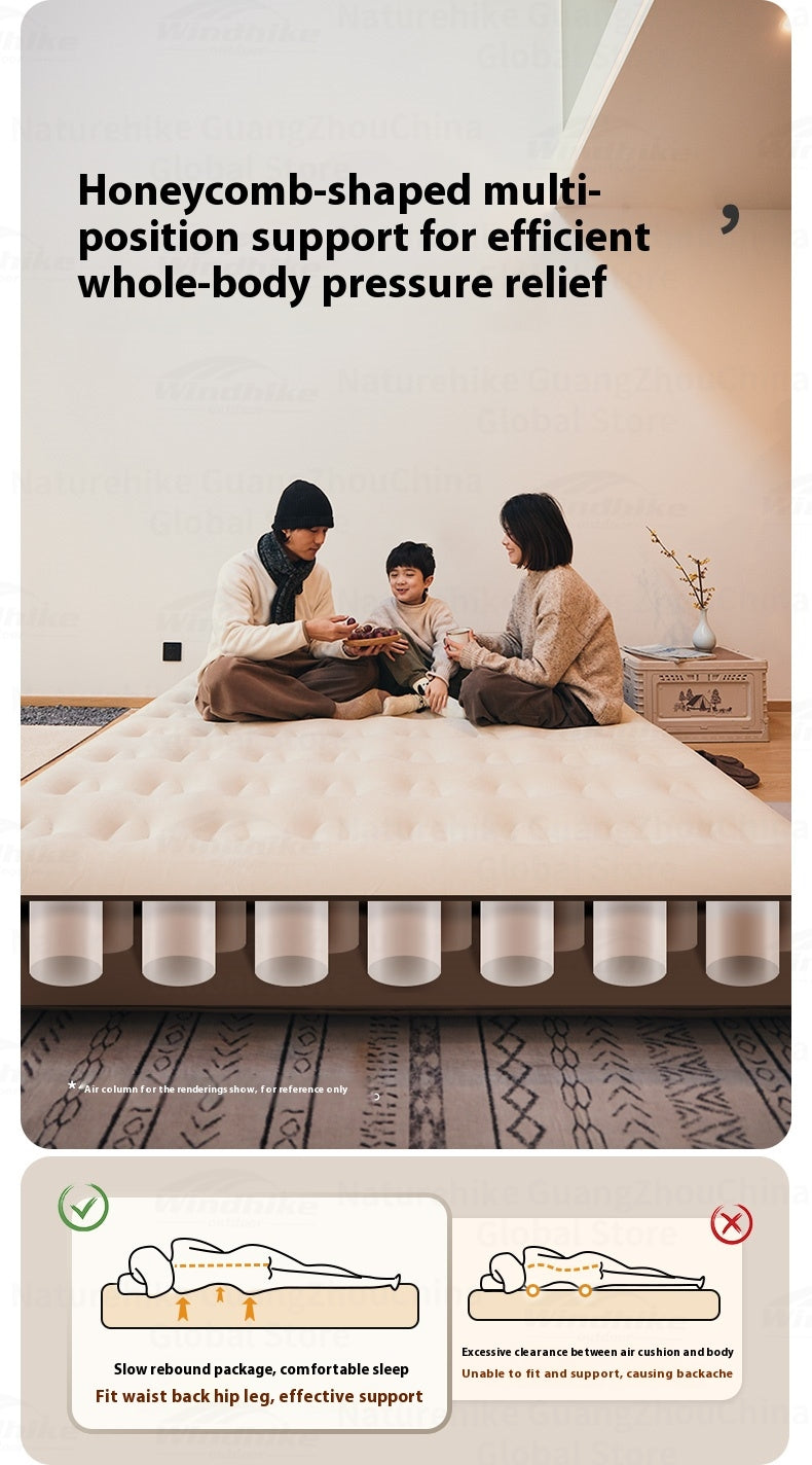 Naturehike Built-In Pump Inflatable Bed Portable Lightweight 1-3 Person Air Mattress Camping Tent Bed Sleeping Pad Home Mat Cushion Outdoor Travel