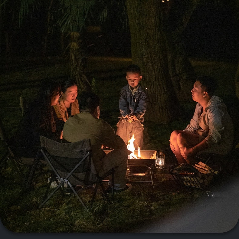 CAMPINGMOON MT-5 Standing Campfire Stainless Steel Grill Portable Folding Charcoal Fire Wood Burner Fire Pit Bonfire Firewood Rack Outdoor Camping Travel