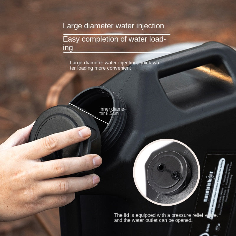 Mountainhiker Black PE Water Container Portable Lightweight Multipurpose 12/19L Large Capacity Removable Faucet Design Food Grade PE Drinking Water Storage Tank Bucket Outdoor Camping