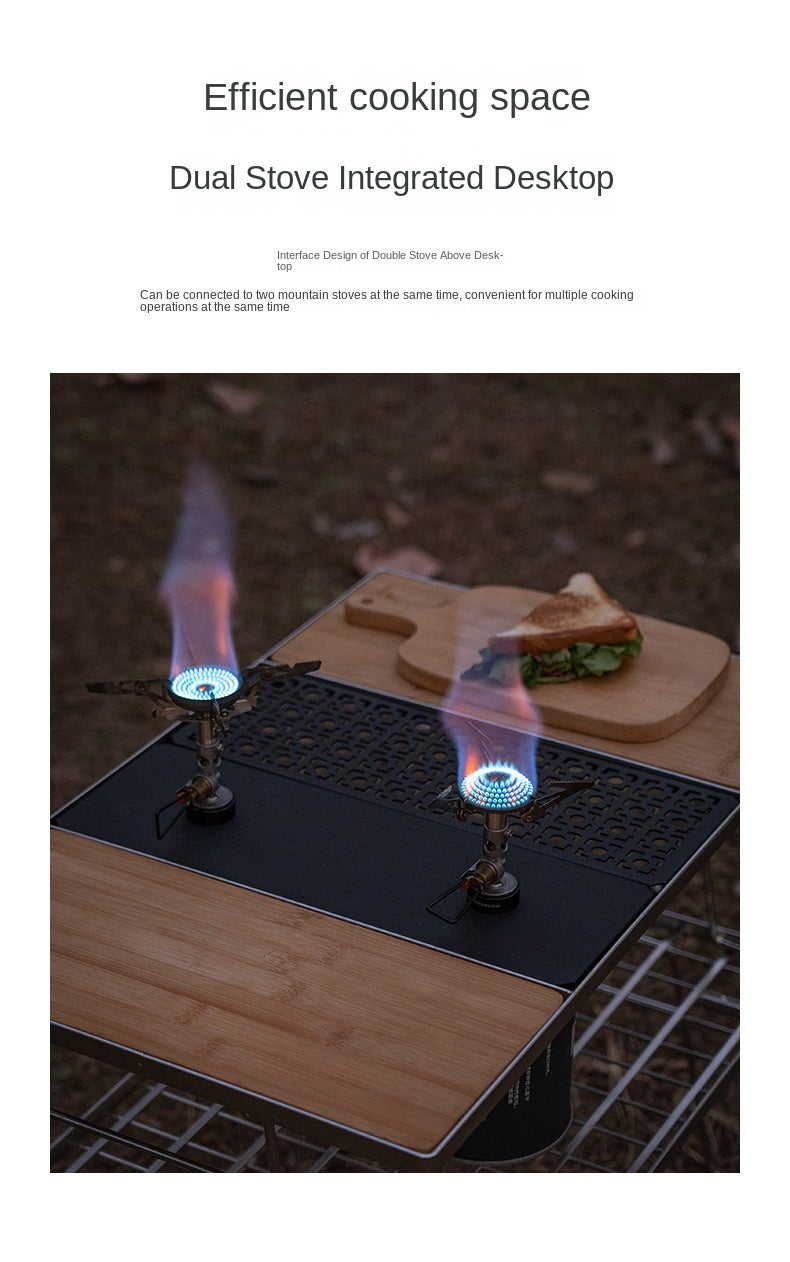 Campingmoon BKZ06 Dual Stove Bracket Mount IGT Compatible Black Double Threaded Butane Gas Canister Burner Half Unit Integrated Grill Table Plate