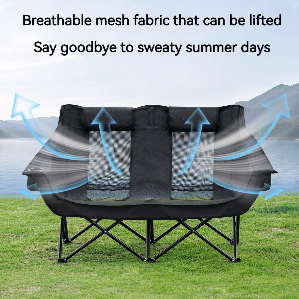 Blackdog FLOATING MOON PRO 2 Folding Portable Double Seat 225kg Max Load Extra Wide Camping Chair