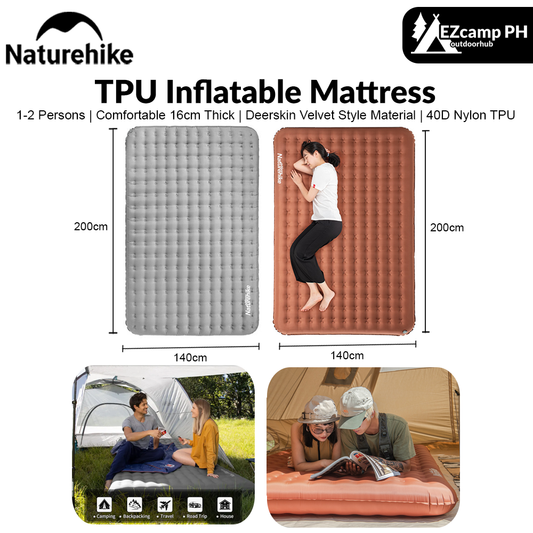 Naturehike TPU Inflatable Mattress 16cm 40D Nylon Thickness Tent Classical Air Mat Bed For 1-2 Persons Double Sleeping Pad Air Cushion Mattress