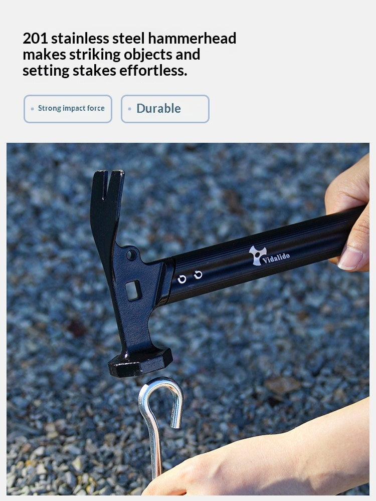 Vidalido Steel Camping Black Hammer Portable Ultralight Multipurpose Outdoor Camping Tool Equipment Peg Stakes Ground Nail Hammer Heavy Duty