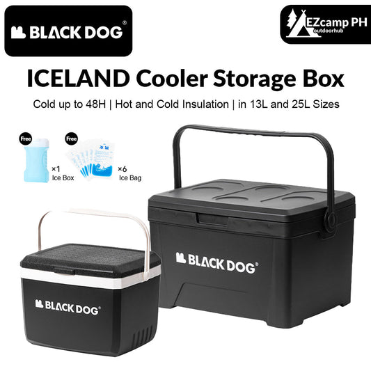 BLACKDOG ICELAND Cooler Storage Box 13L 25L Hot and Cold up to 48H Foods Drinks Ice Outdoor 3 Layer PP EPS Insulation Chest Container 50kg Max Load