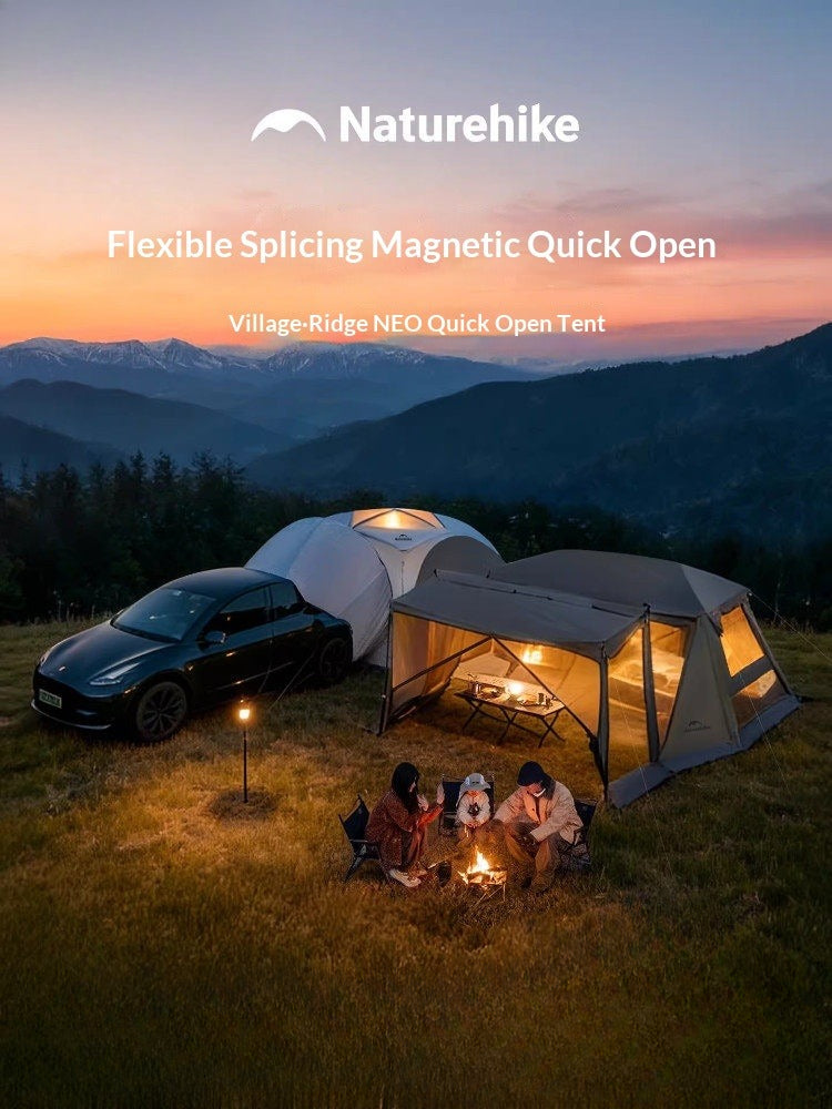 Naturehike VILLAGE 13 NEO Automatic Tent Cabin Style Multiple Settings Tent 2 Bedroom 1 Living Room Ti Black Coated Sunscreen 6 Person Outdoor
