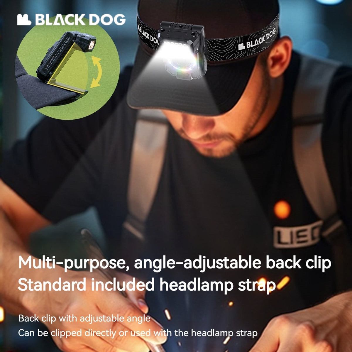 Blackdog STARGEAR LED Headlamp 580LM Cap Clip Flashlight Gesture Sensor Rechargeable Magnetic RGB
