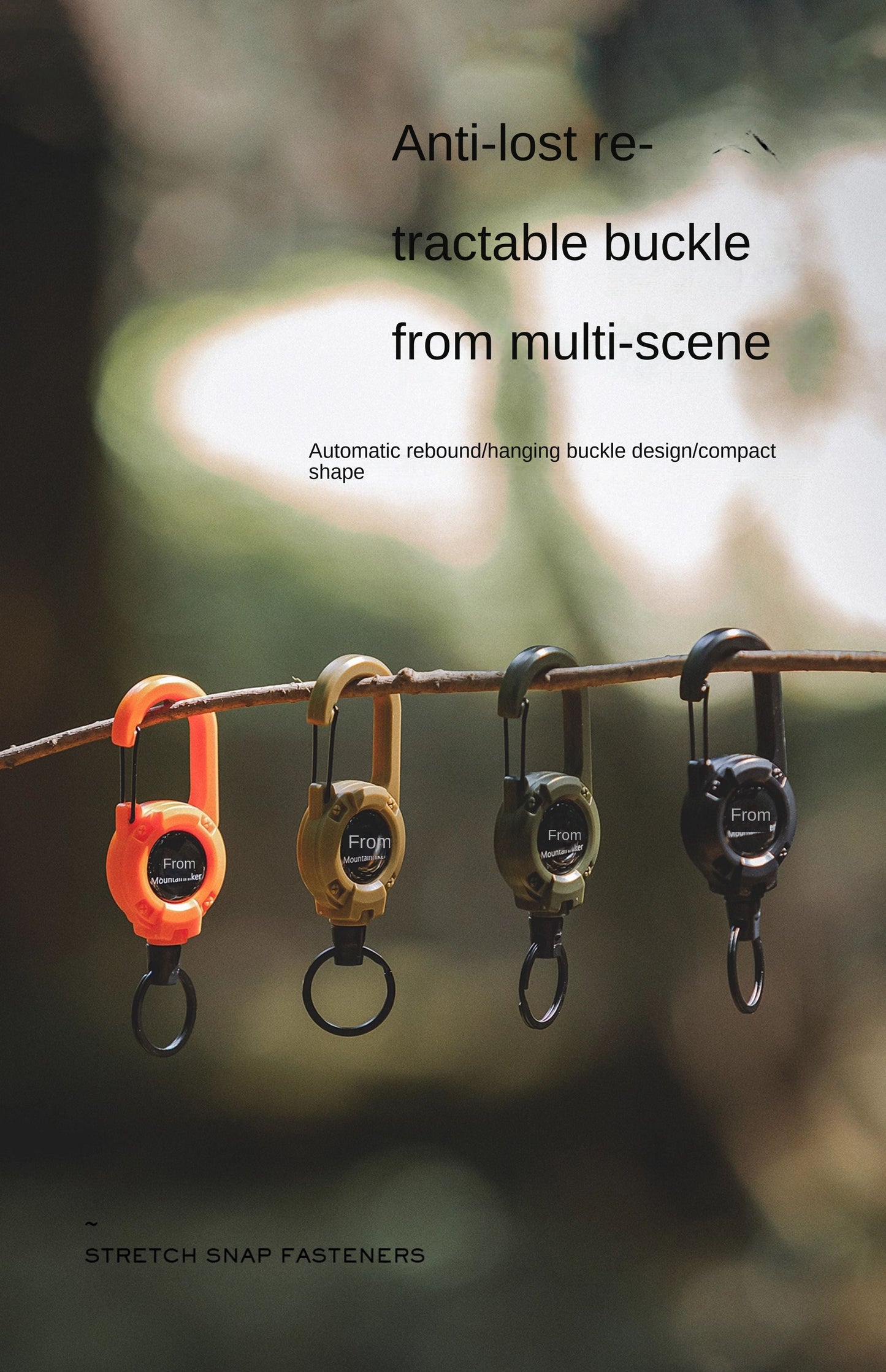 Mountainhiker SZK1315 Hook Buckle Rope Portable Multipurpose Anti Lost Telescopic Stretchable Lanyard 60cm Keychain Fastener Hiking Outdoor Camping Travel