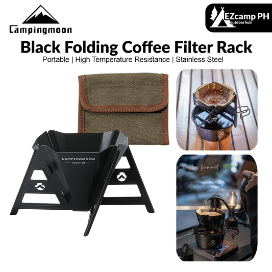CAMPINGMOON Black Folding Coffee Filter Rack Portable Ultralight Coffee Dripper Bracket With Storage Bag Outdoor Hiking Beach Picnic Travel Tools Heavy Duty Original Camping Moon