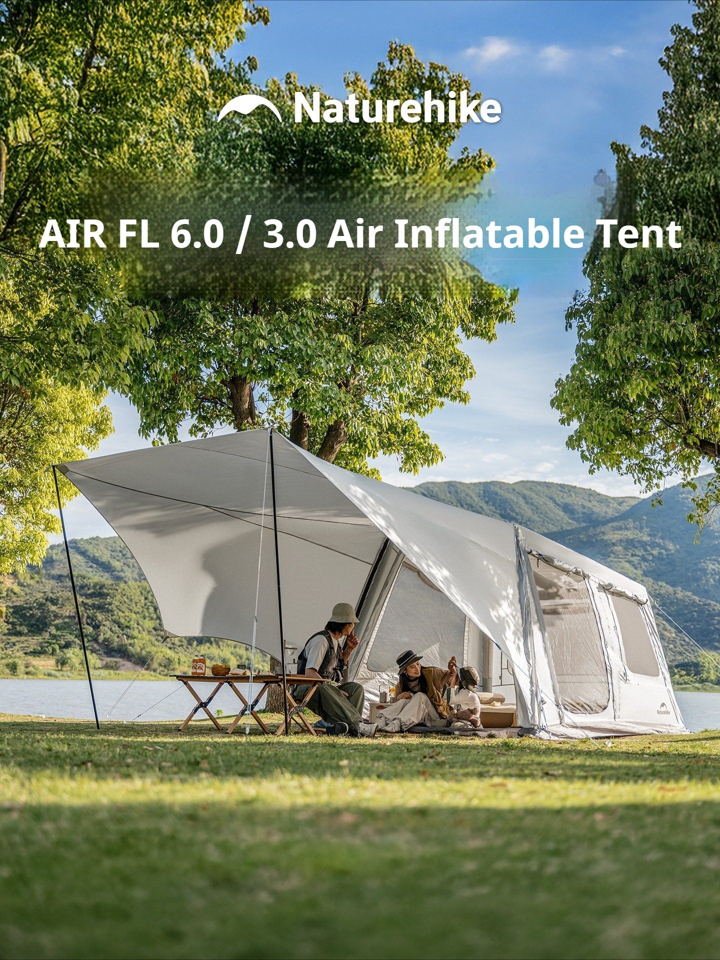 Naturehike AIR FL 6.0 / 3.0 Air Inflatable Tent 2-4 Persons Fast Build Modular Multiple Setting PVC Air Poles Waterproof Sunscreen Outdoor Camping