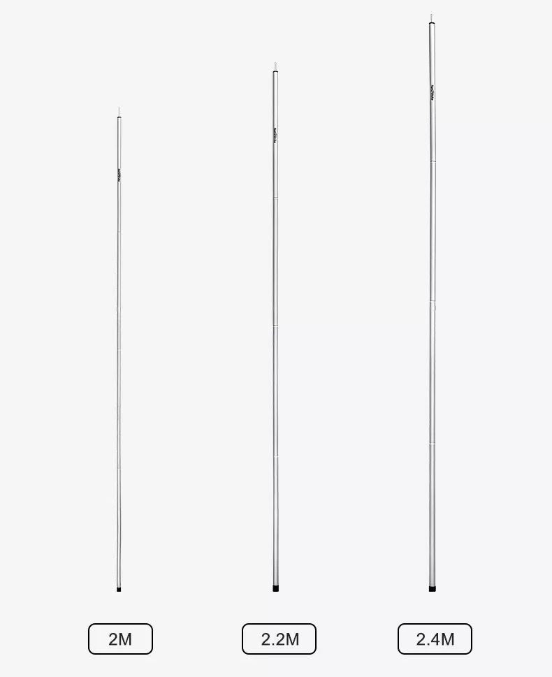Naturehike 2pcs Set 2M | 2.2M | 2.4M | 2.8M Outdoor Portable Awning Canopy Tarp Tent Steel Iron Pole Rod 4 Section Camp Shelter Folding Support Stick