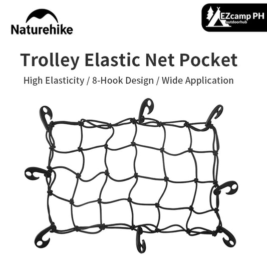 Naturehike Trolley Elastic Net Mesh Pocket 8 Hook Design High Elasticity Cart Wagon Harness Ultralight 557g Car Trunk Rubber Net with Storage Bag