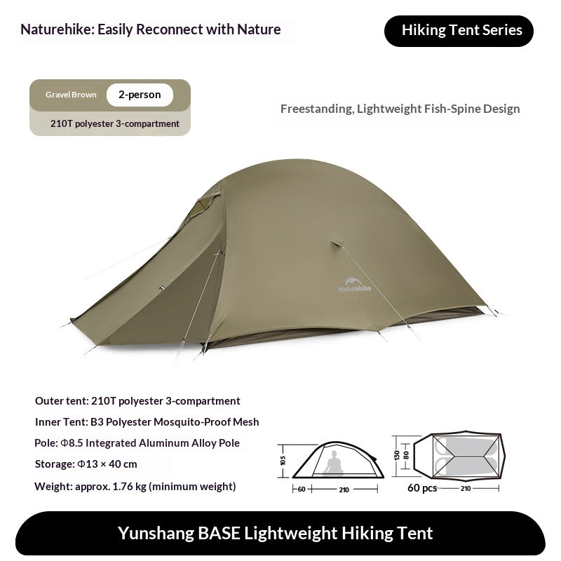 Naturehike Cloud Up Base Tent Portable Ultralight Double Layer 1-2 Person Sun Shelter Backpacking Tent Waterproof Windproof 210T Nylon Camping Outdoor Hiking Trekking Heavy Duty Original Nature Hike