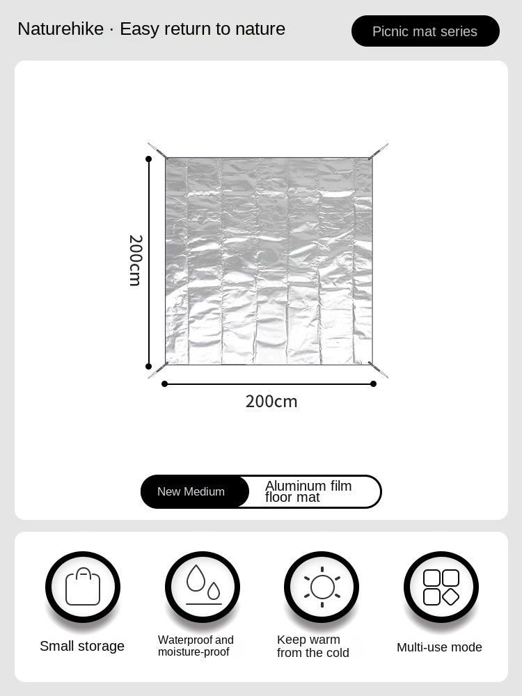 Naturehike Aluminum Foil Floor Mat Moisture Proof Groundsheet 5 Sizes for P-Series ANGO 3 4 VILLAGE 6 13 Mat Waterproof Outdoor Camping Multifunctional Tent Ground Sheet Cover Footprint