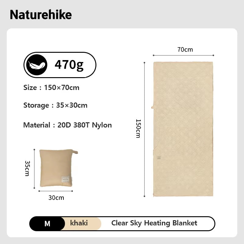 Naturehike Electric Heater Blanket Portable Ultralight Wearable Cloak Sleeping Bag Poncho Coat Winter Warm 20D 380T Nylon Fabric USB Electric Heating Quilt