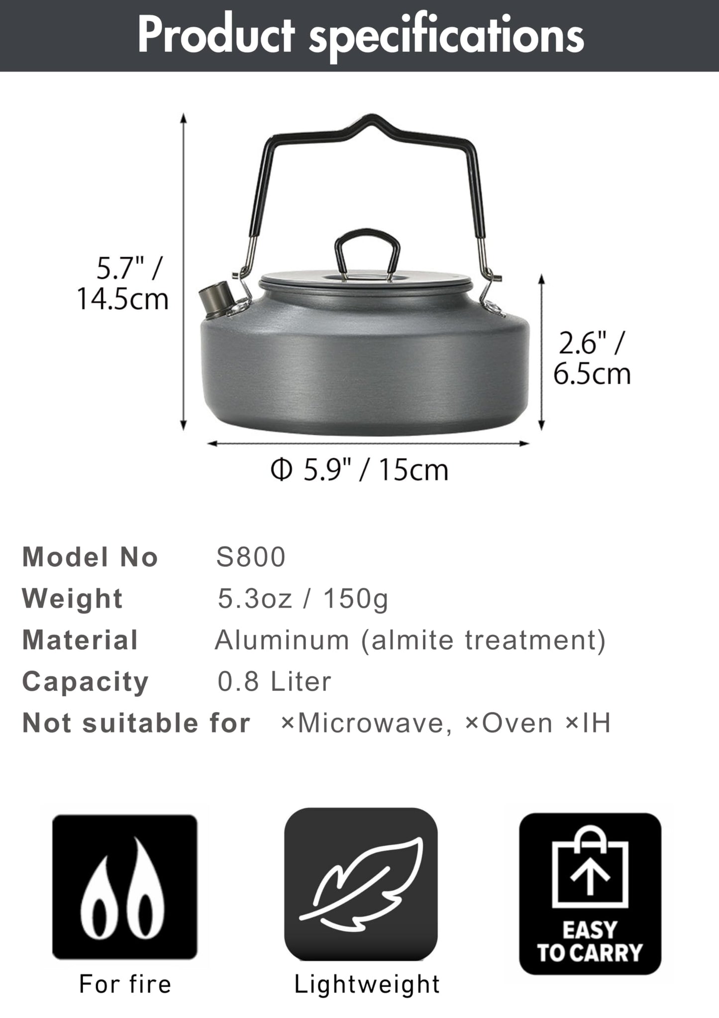 CAMPINGMOON S800 S1000 S1500 Aluminum Alloy Teapot Portable Ultralight 1L 1.5L Kettle Hot Boil Boiling Water Coffee Pot With Storage Bag Backpacking
