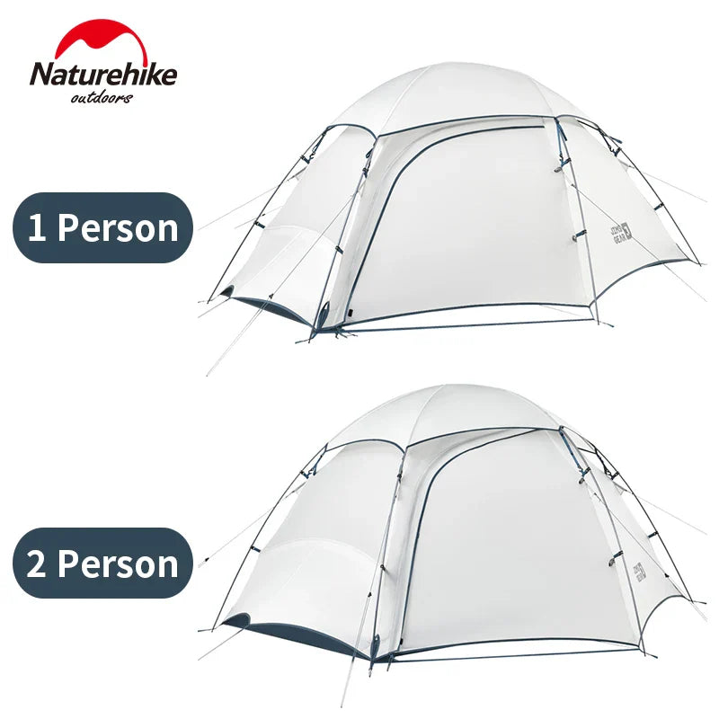 Naturehike JIM'S GEAR Series Hiking Tent Portable Ultralight Backpacking Tent 3 Bar Cross Structure 4 Seasons Tent 1-2 Persons 15D Nylon Waterproof