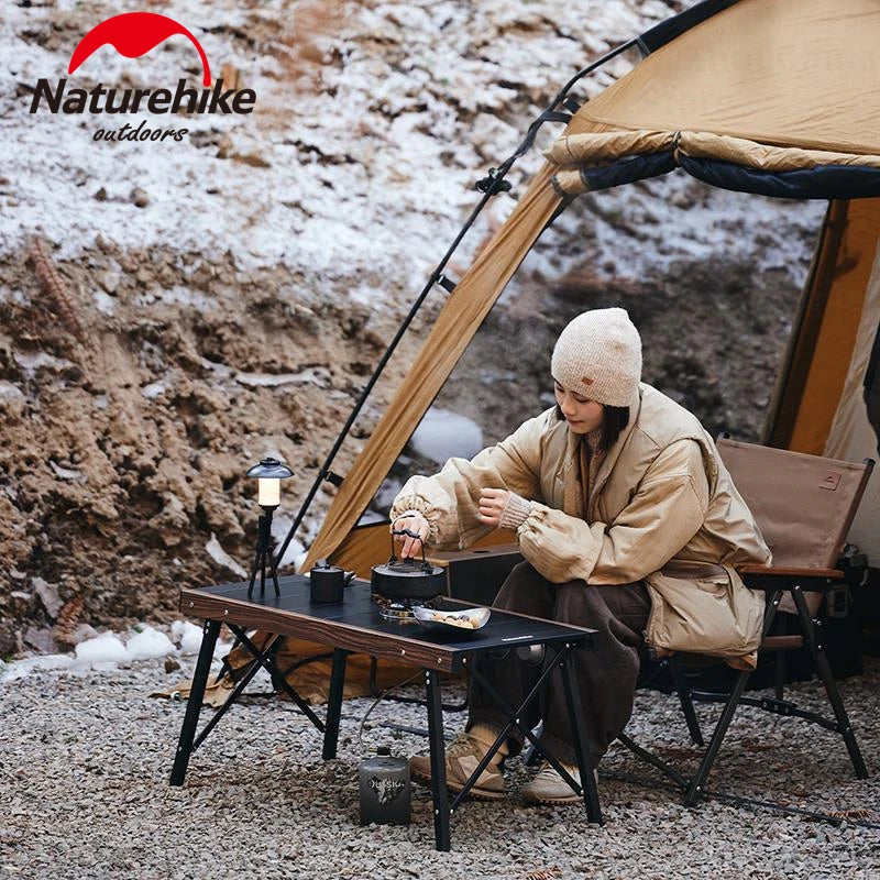 Naturehike IGT Aluminum Alloy Folding Table Multifunctional Quick-Open Table Removable BBQ Grill Wood Picnic Fishing Hiking Camping Outdoor