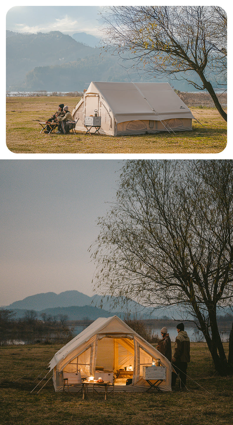 Naturehike GEN Air Series 12/6.3 Inflatable Tent 4-8 Persons Premium Fast Build Eaves Tent Large Area Shelter Blended Polyester Cotton Waterproof