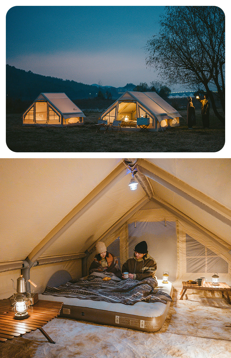 Naturehike GEN Air Series 12/6.3 Inflatable Tent 4-8 Persons Premium Fast Build Eaves Tent Large Area Shelter Blended Polyester Cotton Waterproof