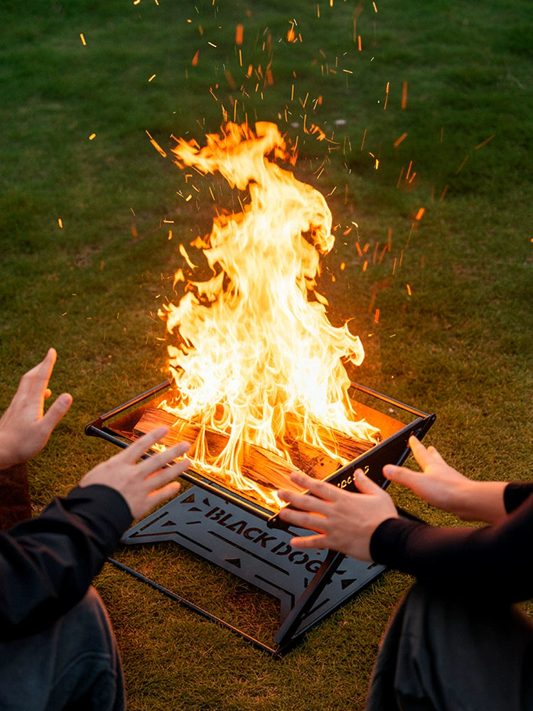 Blackdog TWILIGHT GUARDIAN Black Fire Pit Portable Multipurpose Folding Firewood Large Burner Bonfire Rack Platform Splicing Structure Outdoor Camping