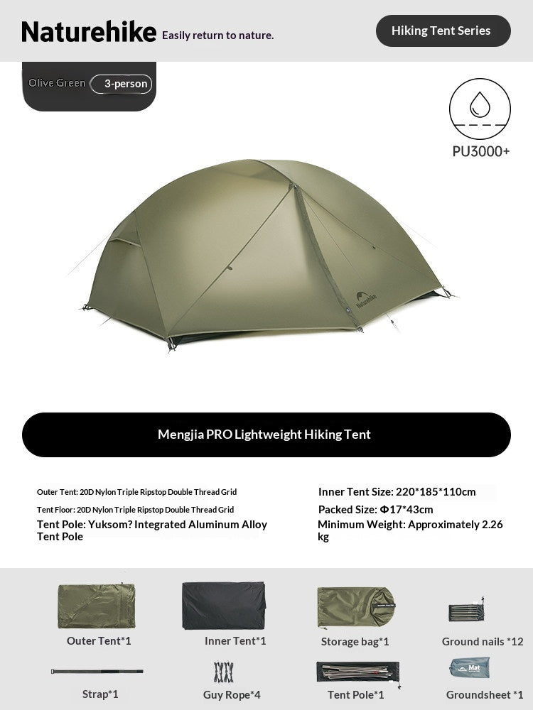 Naturehike MONGAR Series - UL, PRO & BASE Tents Collections Portable Ultralight 1-3 Persons Rainproof Expandable Canopy Double Layer Hiking Tent