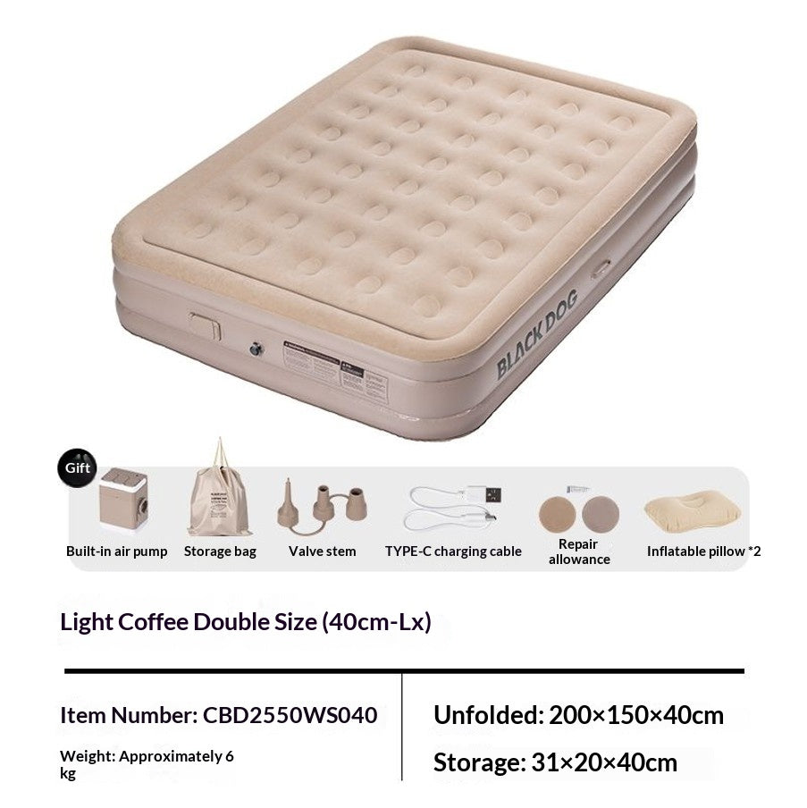 Blackdog CLOUD NEST Automatic Air Inflatable Bed Sleeping Pad 1-2 Persons Camping Home Use Single Queen Size Mattress Built-in Electric USB Charging Air Pump Lamp