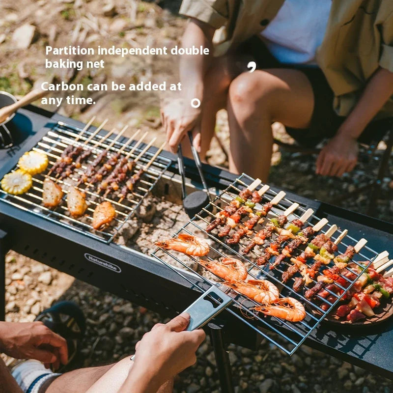 Naturehike Ink Smoke Vertical Barbecue Grill Portable Foldable Multi Functional BBQ Griller Food Grade Grilled Net Thickened Charcoal Basin Outdoor