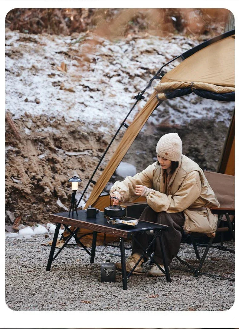 Naturehike IGT Aluminum Alloy Folding Table Multifunctional Quick-Open Table Removable BBQ Grill Wood Picnic Fishing Hiking Camping Outdoor