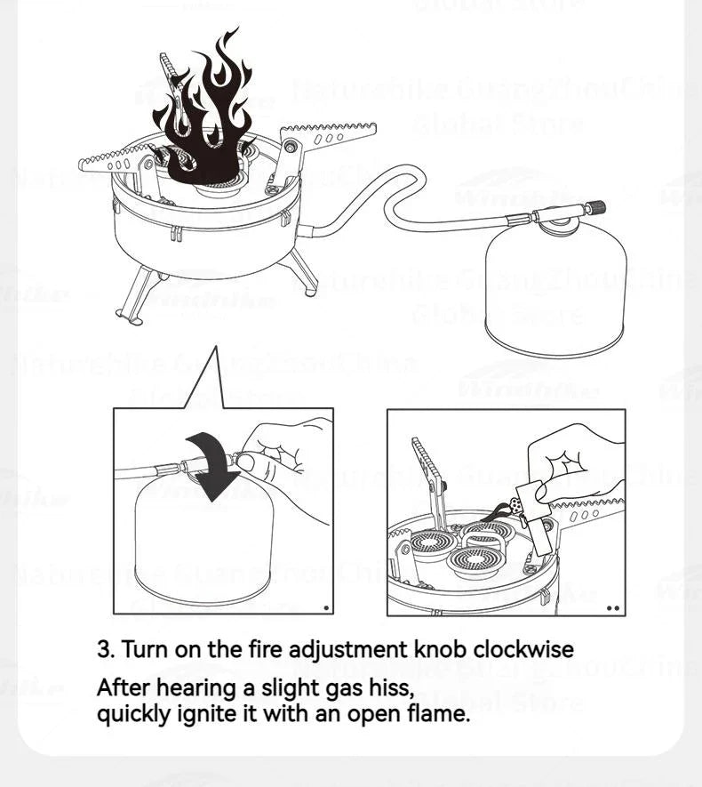 Naturehike DARK STAR Three Head Stove Camping 3300W High Power IGT Gas Stove Portable Foldable Ultralight Burner Furnance Cooker Heater Outdoor