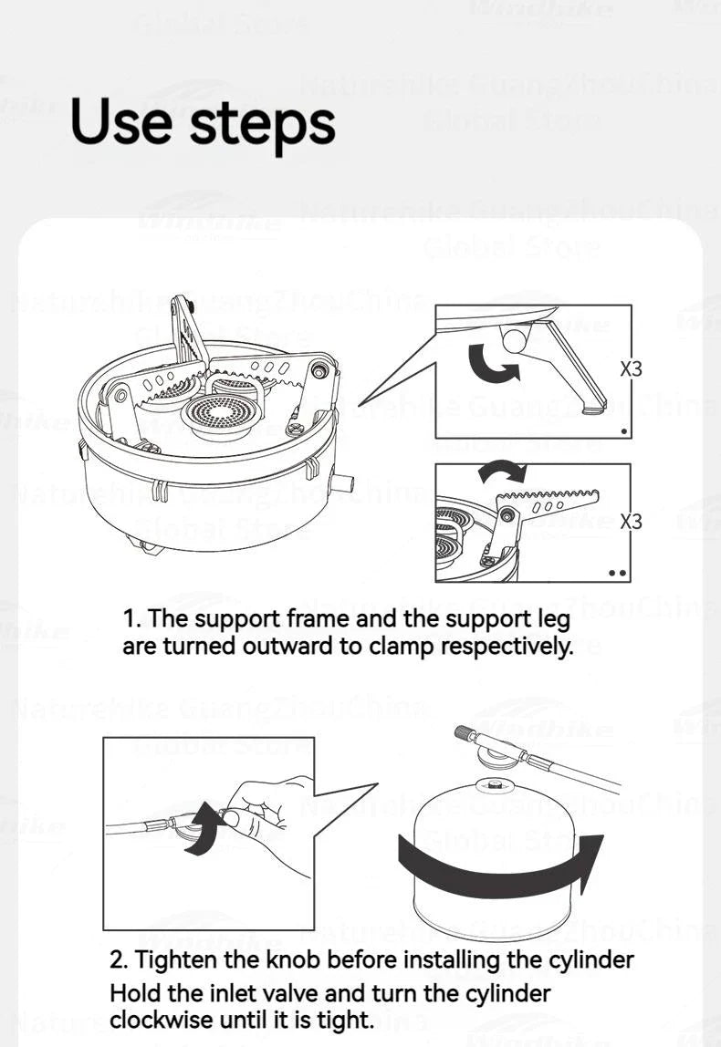 Naturehike DARK STAR Three Head Stove Camping 3300W High Power IGT Gas Stove Portable Foldable Ultralight Burner Furnance Cooker Heater Outdoor