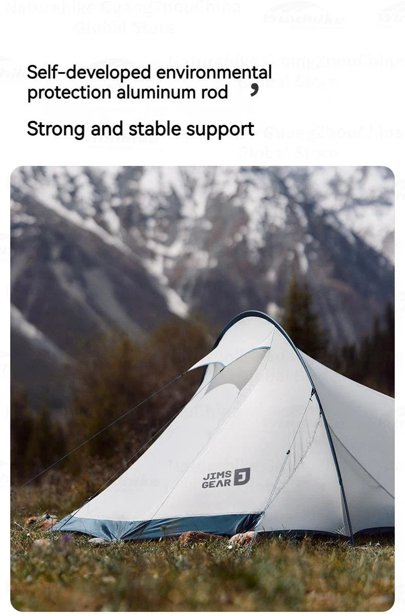 Naturehike JIM'S GEAR Series Trekking Tent Portable Ultralight 4 Seasons Tunnel Tent Camping Outdoor Hiking Picnic Beach Travel Tent 2 Person Nylon Waterproof Heavy Duty Original Nature Hike