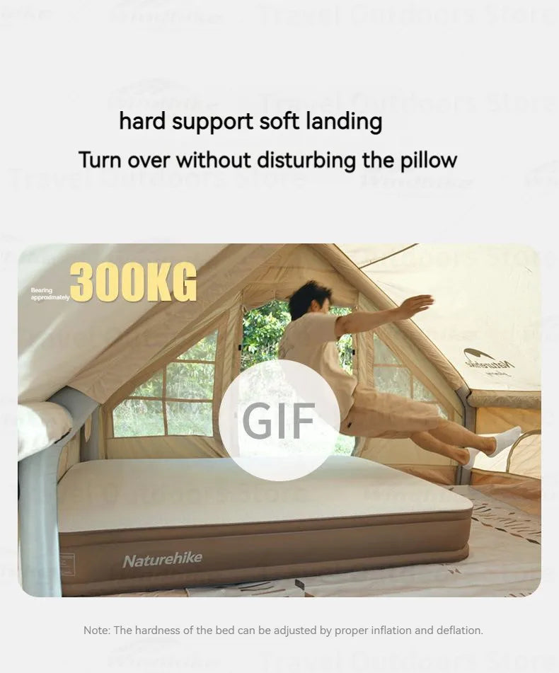 Naturehike Inflatable Air Mat Outdoor Double Mattress Tent Sleeping Pad Tourist Inflating Bed With 4 in 1 Built-in Pump Camping Hiking Picnic Beach Travel Heavy Duty Original Nature Hike