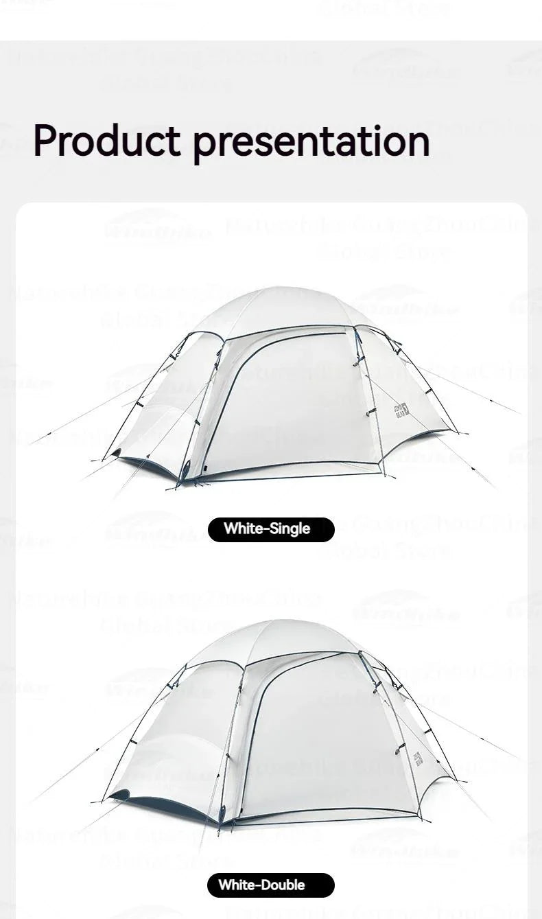 Naturehike JIM'S GEAR Series Hiking Tent Portable Ultralight Backpacking Tent 3 Bar Cross Structure 4 Seasons Tent 1-2 Persons 15D Nylon Waterproof