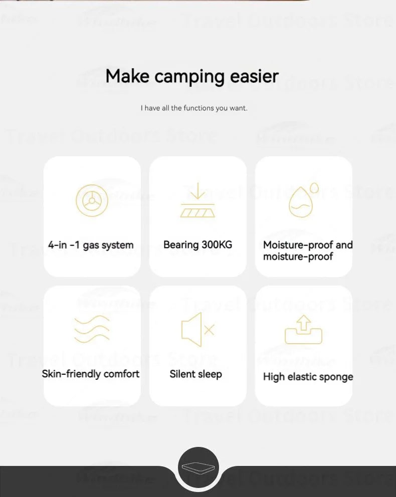 Naturehike Inflatable Air Mat Outdoor Double Mattress Tent Sleeping Pad Tourist Inflating Bed With 4 in 1 Built-in Pump Camping Hiking Picnic Beach Travel Heavy Duty Original Nature Hike