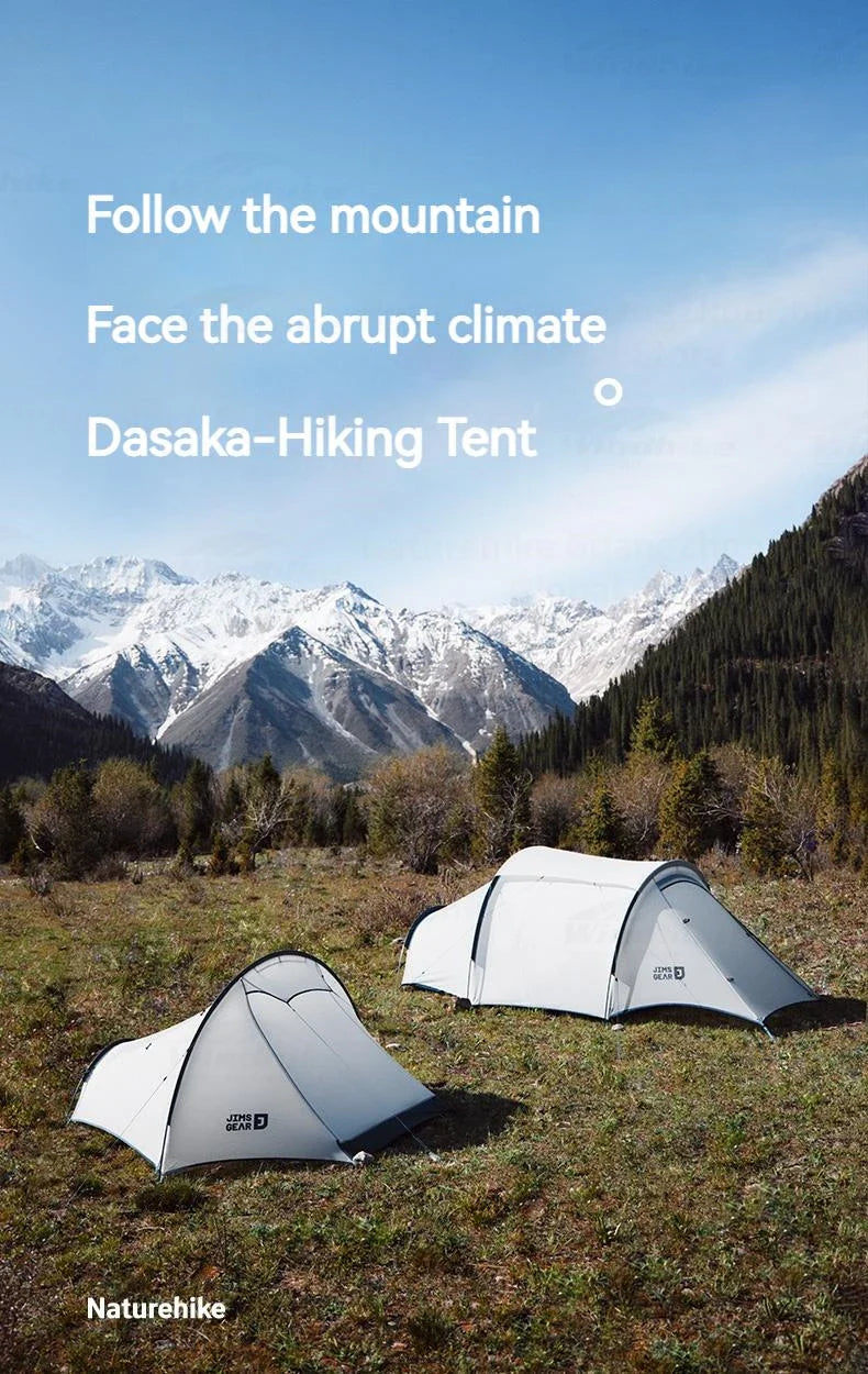 Naturehike JIM'S GEAR Series Trekking Tent Portable Ultralight 4 Seasons Tunnel Tent Camping Outdoor Hiking Picnic Beach Travel Tent 2 Person Nylon Waterproof Heavy Duty Original Nature Hike