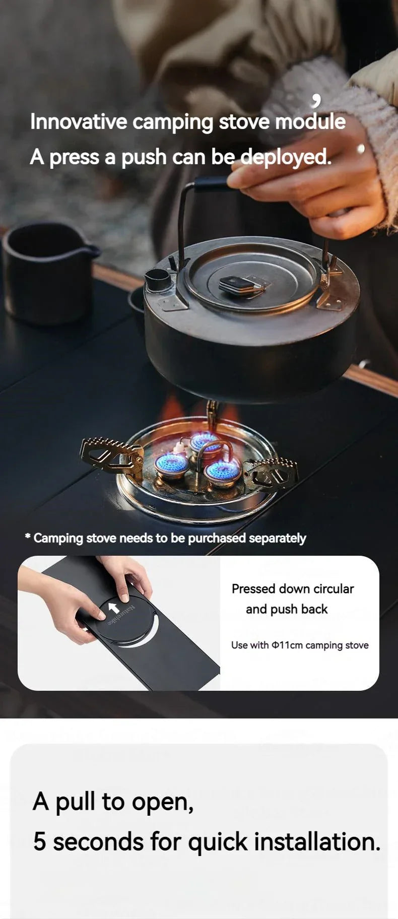Naturehike IGT Aluminum Alloy Folding Table Multifunctional Quick-Open Table Removable BBQ Grill Wood Picnic Fishing Hiking Camping Outdoor